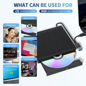CD롬 플레이어 USB 외장형 DVD 드라이브 휴대용 CD 데스크탑 리더 올인원 콘센트 PC용 플레이 노트북