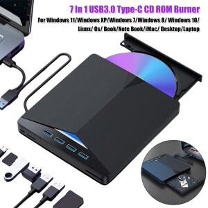 CD롬 플레이어 7IN1 USB TYPEC 외부 CD DVD RW 윈도우 콘센트 고속 플레이 111087LINUXOS용 드라이브