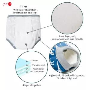 조요로이 4Pcs 남성용 배변 트레이닝 속옷 100 면 소프트 초흡수 패딩 두께 자신감 넘치는 화장실 바지 1T