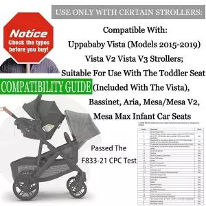 UPPAbaby Vista 및 V2 V3 유모차/바시넷 유아용 시트 아리아 메사 또는 맥스 보안(카시트 액세서리