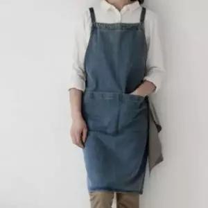 데님 업소용 앞치마 공방 카페 주방 식당 꽃집 화방 미용실 작업용 X자 스트랩