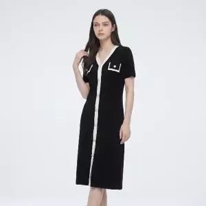KARRA 쥬얼리버튼배색원피스_A6M0265
