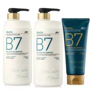 B7 안티헤어로스 약산성 탈모 헤어팩 1000ml 2개+샴푸200ml
