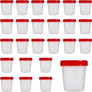 AHDSGJH 25Pcs 소변 표본 컵과 뚜껑이 있는 안전한 검사용 대변 수집을 위한 누출 방지 나사