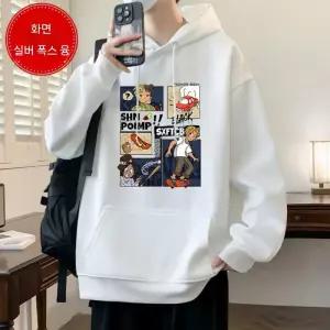 남성 에니메이션 기모 맨투맨 가을 겨울 빅사이즈 후드티 커플룩 캐주얼 도톰한 코트 J02Z4B 젠2
