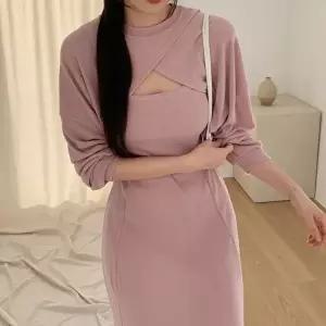 [옷자락]여성 절개 나시 원피스와 볼레로 맨투맨 세트 셋업