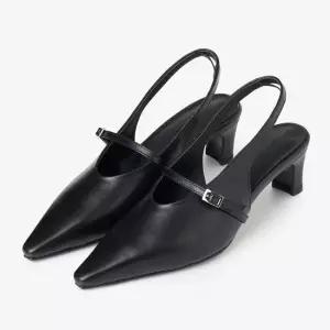 세라 에디션 시크 버클 스트랩 포인티드 슬링백 미들힐 O56G802