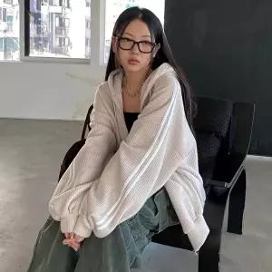 [옷자락]여성용 후리스 투웨이 루즈핏 골지 후드 집업 후디
