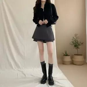 [옷자락]여성 하이웨스트 포켓 울 치마바지 팬츠 스커트
