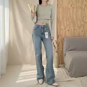 [옷자락]여성 빈티지 워싱 세미 부츠컷 데님 팬츠 Y2K 바지