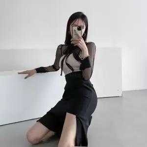 [옷자락][클리어런스]홀복 시스루 레이스 머메이드 스판 원피스_5
