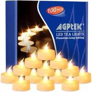 플리커가 있는 AGPTEK 티 라이트 00팩 없는 LED 양초 배터리 작동 결혼식 홀리데이 파티 홈 데코레이션을