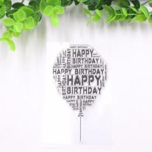 Scrapbooking DIY 사진 앨범 장식을위한 투명 실리콘 클리어 생일 축하 풍선 스탬프