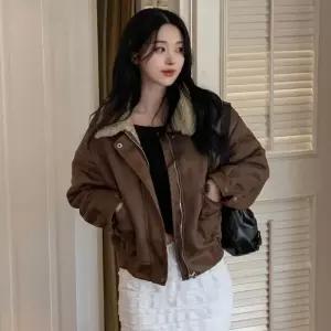 워너비뮤즈 [브리치] / 뽀글이안감/왕따숩 레더 무스탕 덤블 자켓