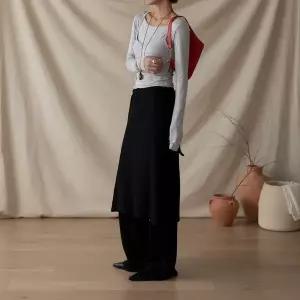 [하프클럽/]여성 아코디언 2WAY 나팔 랩스커트 코디 바지