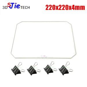220x220x4mm 붕규산 유리판 코너 컷 침대 클립 포함 Wanhao 복사기 i3 Anet A8 M MK3 3D 프린터 용