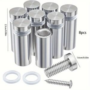 8PCS Stainless Steel Bracket Screw Decorative Nail for Advertising Signs Hoow Mirror Glass Studs Han