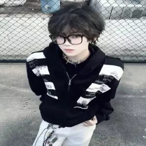 픽호샵 가을 남친 키작남 집업 카디건 레터링 자수 후드 커플 꾹3