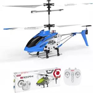 치어윙 리모컨 헬리콥터 자이로가 장착된 SYMA S07H 미니 RC 고도 보류 원 키 이륙 착륙 파란색