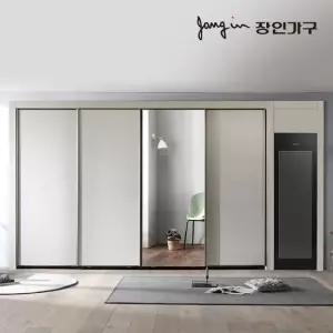 장인가구 단테 슬림 미러 스타일러 슬라이딩 붙박이장 300cm
