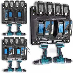 마키타 DC18RC용 충전기 마운트 DC18RD 4X 14.4V/18V 배터리용 월 드릴 스크류 드라이버 2대 대형 차고