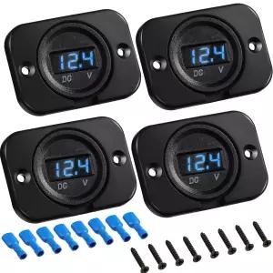 프렌다 4Pcs 전압계 방수 DC 12V 24V 자동차 배터리 LED 디지털 디스플레이 모니터 오토바이 해상 보트