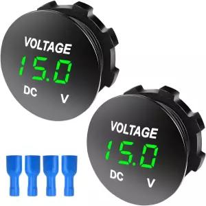 딘 2PCS DC 12-24V 전압계 게이지 원형 패널이 있는 미니 디지털 디스플레이 LED 카 보트 해상 트럭용 방수
