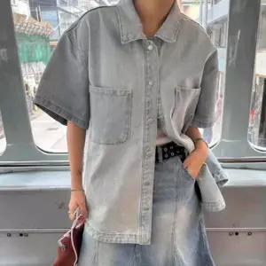당일-S/S 엘제이룩 오버 청자켓 1color 박시 썸머 간절기 데님 오버핏 반팔 청자켓