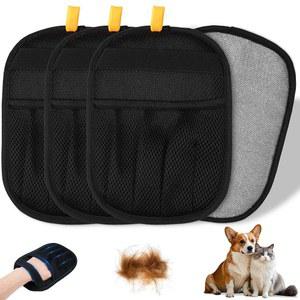 고양이와 강아지를 위한 3/4PCS 반려동물 제모 장갑, 업그레이드된 다섯 손가락 정전기 세탁, 소파, 카펫 및 카시트를 재사용 가능한 매직 브러시 도구(블랙 4PCS)