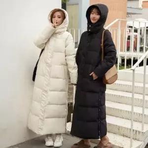 후드롱패딩 세이츠 사이드 단추 후드 롱패딩 SD241114