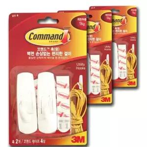 3M ECW475E6 벽면고리 후크 접착식 별걸이 6개 주방수납걸이