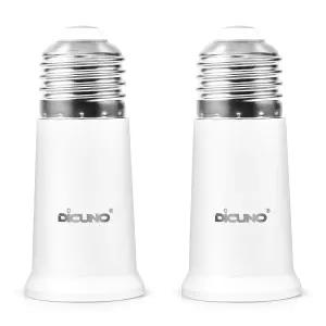 DiCUNO E26 소켓 익스텐더 표준 중형 베이스 램프 전구 어댑터 5CM/1.97인치 익스텐션 최대 200W 2개