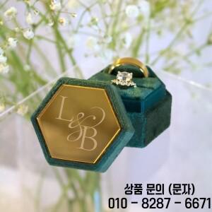 맞춤형 육각형 벨벳 반지 상자 거울 아크릴 이중 슬롯 결혼 프로포즈 선물