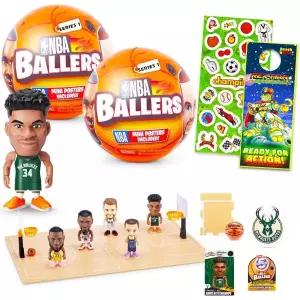 주루 NBA 볼러스 농구 선수 세트 미스터리 미니 스타 피규어 2종 번들 플러스 스티커 등 | 수집 가능한 NBA