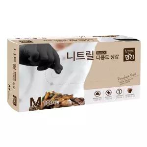 쿼카스마켓 명진 니트릴 장갑 블랙 100매 M 다용도