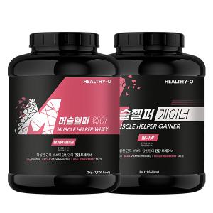 머슬헬퍼 웨이(2kg) 딸기맛 + 게이너(3kg) 딸기맛 2통 단백질보충제 프로틴