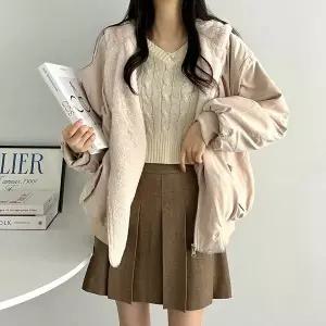 [하프클럽/이버유]리버시블 양털자켓 양면 밍크 양털 패딩 점퍼 무스탕 겨