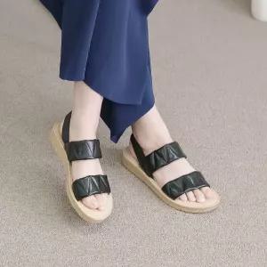 미샤 여성 퀄팅 스트랩 쿠션 밴딩 샌들 2.5cm