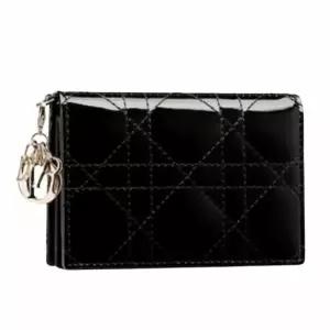디올 [명품] LADY DIOR 플랩 카드지갑 블랙 S0011OVRB