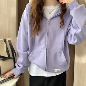 여성 무지 후드집업 봄 가을 간절기 데일리 루즈핏 연보라