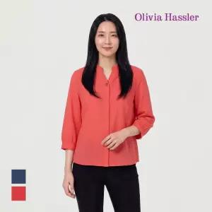 [올리비아하슬러] 원버튼 V넥 카라 블라우스_OHCMBL901