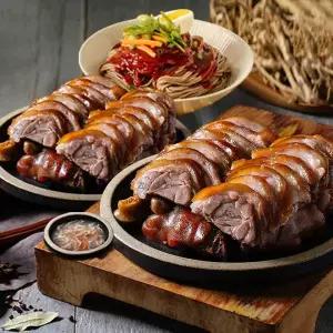 [아빠식당][족발세트] 황기순살 냉장족발300g 2팩+비빔막국수2세트(+새우젓소스2 증정)