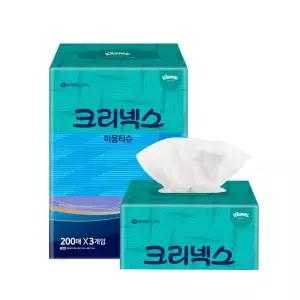 크리넥스화장지 미용티슈 각티슈 200매 3개 4600161