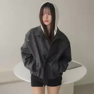 스웨이드 레더 오버핏 스터드 자켓 ou-4192c