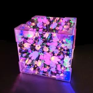 LED 입체 매직 큐브 키트/1인용 무한착시 거울반사 과학원리 꽃잎 무드등 조명 만들기