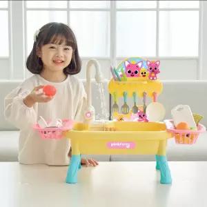 핑크퐁 설거지놀이 싱크대/여자/아이/장난감/소꿉/놀이/그릇/소꼽/세트/아기/미니/주방용품/아동/소꿉놀이