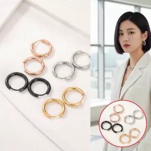 원터치 알러지방지 링귀걸이 레이어드 힙합 이어링 티타늄