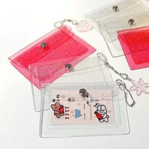 [이지커머스]투명카드홀더 PVC 카드지갑 글리터 포카꾸미기 케이스 카드홀더 투명지갑 포켓홀더