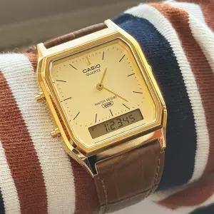 CASIO 카시오 AQ-230EGL-9A AQ-230 시리즈 아날로그 디지털 골드