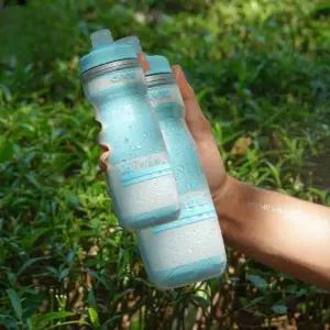 CXWXC 자전거 물통 보온 보냉 라이딩 텀블러 스퀴즈 야간 반사 물병 600ml